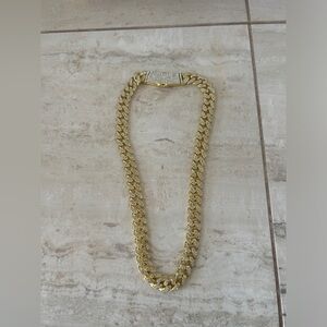 Gold plated over brass Cuban link chain w/CZ’s (unisex)